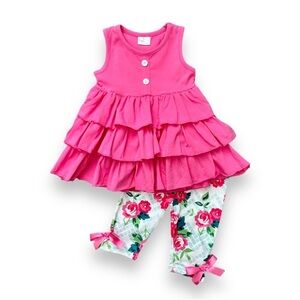 Girl Floral Legging Capri Set